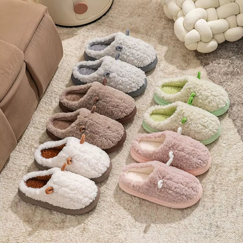 Women'S Winter Slippers - Plush Fleece-Lined House Shoes, Warm Indoor/Outdoor Cotton Slippers with Non-Slip Sole