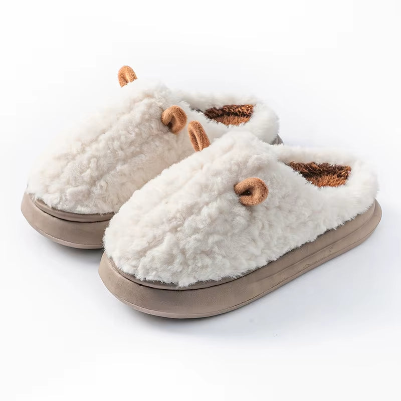 Women'S Winter Slippers - Plush Fleece-Lined House Shoes, Warm Indoor/Outdoor Cotton Slippers with Non-Slip Sole