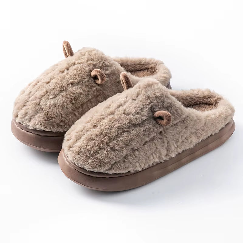 Women'S Winter Slippers - Plush Fleece-Lined House Shoes, Warm Indoor/Outdoor Cotton Slippers with Non-Slip Sole
