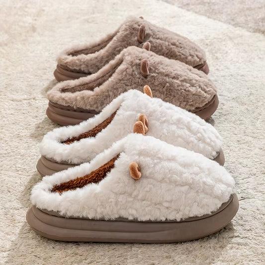 Women'S Winter Slippers - Plush Fleece-Lined House Shoes, Warm Indoor/Outdoor Cotton Slippers with Non-Slip Sole